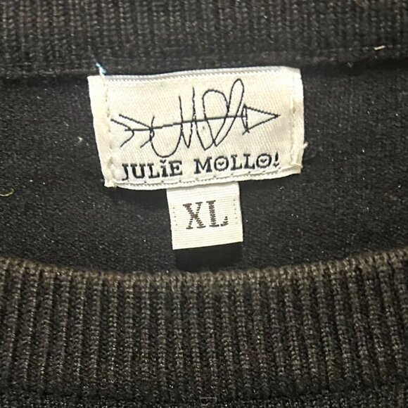 Julie Mollo Black Sweater With White College Letters NYC, Crop, Academia, Size X - Picture 7 of 9